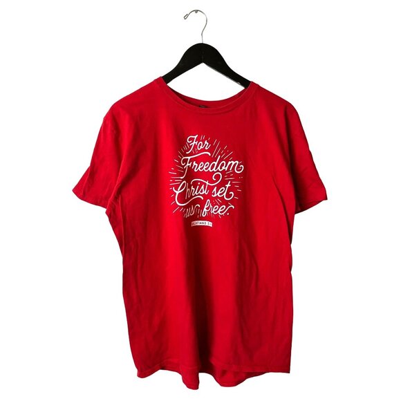 Freedom Christ Set Us Free Jesus T Shirt Medium M Red Graphic Tee - Picture 2 of 12